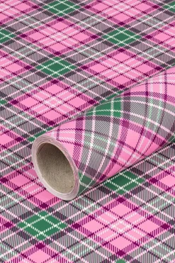 Gavepapir • 10 m • Lyserød tartan