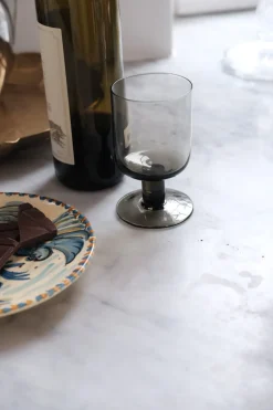 Glas på stilk • Mundblæst • Grå