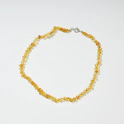 Halskæde • Ravperler • Poleret • Honning