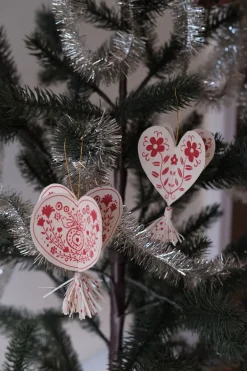 Juledekoration • Folklore Hjerter • Papir • 2stk