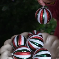 Julepynt • Kugle • Bolsjestribet kugle • 6 stk