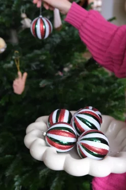 Julepynt • Kugle • Bolsjestribet kugle • 6 stk