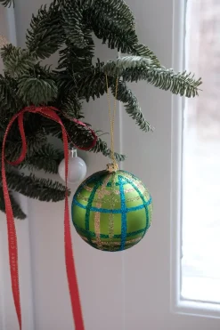 Julepynt • Kugle • Skotskternet • Lime • 1 stk