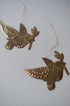 Julepynt • Messing • Fugle • 2 stk