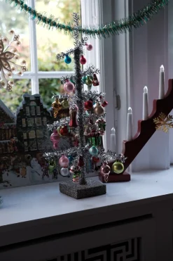 Juletræ • Sølv Glitter • Kugler • Kæmpe