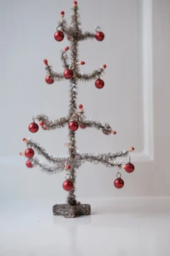 Juletræ • Sølv Glitter • Kugler • Stor