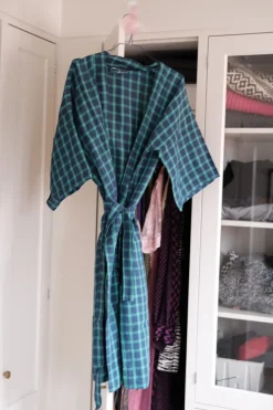 Kimono • M • Blå og Grøn • Carreaux Vert Marine