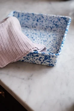 Kvadratisk Fad • Emalje • Splatter Blå • UDGÅR