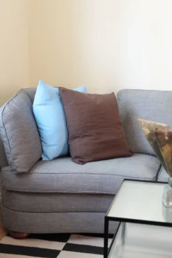 Pudevår • Hør • 50x50 • Azur • Blå