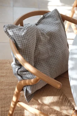 Pudevår • Hør • 50x50 • Grå Blå tern