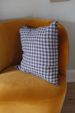 Pudevår • Hør • 50x50 • Hør Blå Gingham