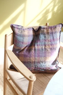 Pudevår • Hør • 50x50 cm • Ecossais Bourgogne