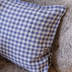 Pudevår • Hør • 50x70 cm • Hør Blå Gingham