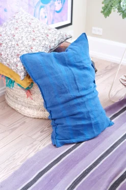 Pudevår • Hør • 50x70 cm • Rayure Indigo