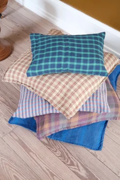 Pudevår • Hør • 50x50 cm • Tartan Sienne Vert