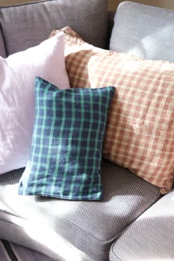 Pudevår • Hør • 50x70 cm • Tartan Sienne Vert