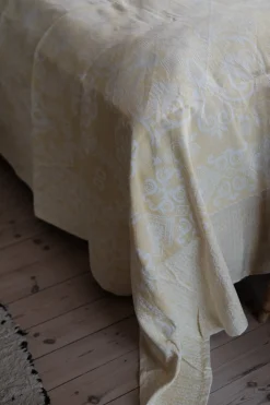 Sengetæppe • Damask • Vævet • Gul