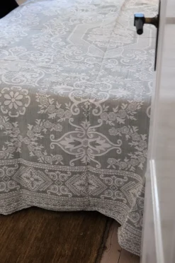 Sengetæppe • Damask • Vævet • Mørkegrøn