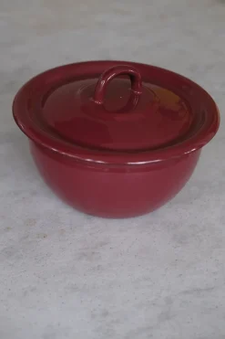 Serveringsskål med Låg • Emalje • Rød