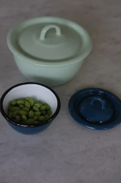 Serveringsskål med Låg • Emalje • Mint
