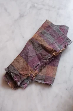 Serviet • Hør • Ecossais Bourgogne • Tern med Frynser