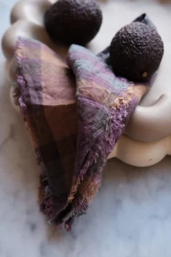 Serviet • Hør • Ecossais Bourgogne • Tern med Frynser