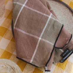 Serviet • Hør • Oliven Grøn Tern