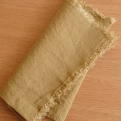 Serviet • Hør • Tabacco • Brun med Frynser