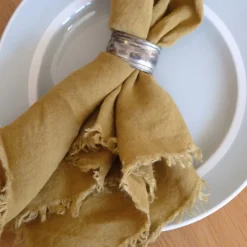 Serviet • Hør • Tabacco • Brun med Frynser