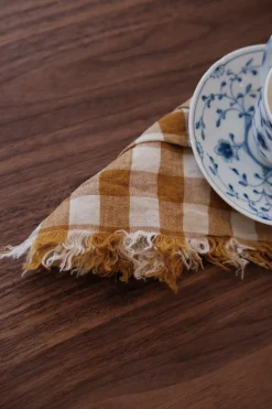 Serviet • Hør • Vichy Moyen Curcum • Tern med Frynser