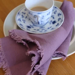 Serviet • Hør • Violette • Lilla med Frynser