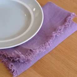Serviet • Hør • Violette • Lilla med Frynser