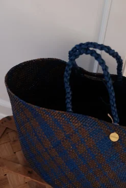 Taske • Palmeblade • Blå & Brun • Medium