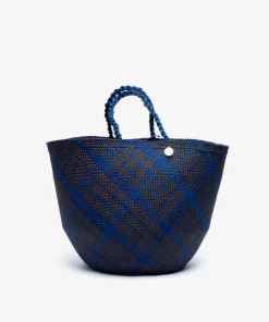 Taske • Palmeblade • Blå & Brun • Medium