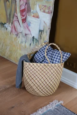 Taske • Palmeblade • Gul & sort • Stor