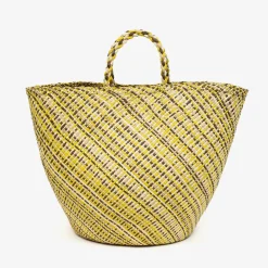 Taske • Palmeblade • Gul & sort • Stor