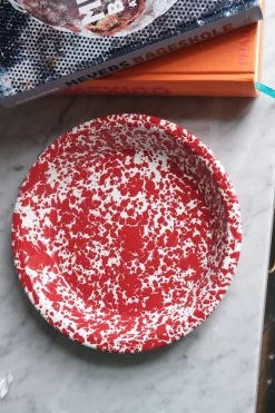 Tærtefad • Emalje • Splatter rød • UDGÅR