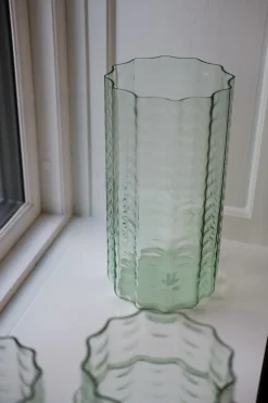 Vase • Glas • Transparent Grøn • Stor