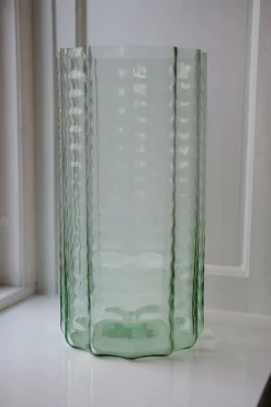 Vase • Glas • Transparent Grøn • Stor