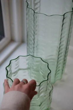 Vase • Glas • Transparent Grøn • Mellem