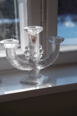 Vintage • Lysestage • Pukeberg • Glas • 3 lys