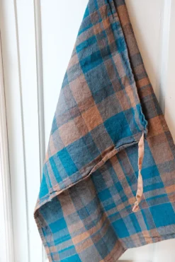 Viskestykke • Hør • Mini Forklæde • Tartan Bleu Paon