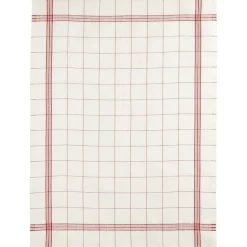 Viskestykke • Torchon Bistrot • Hvid med Røde tern