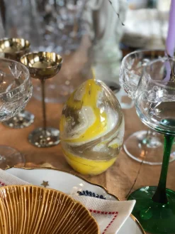 Voks Lys • Marmoreret Æg • Blågrøn